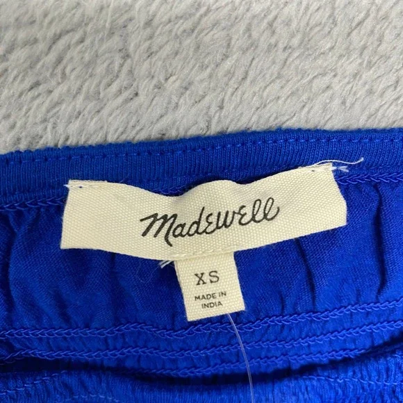 Madewell Top Womens XS Blue Smocked Boatneck Tank Brilliant Sapphire NV912 - Picture 7 of 12